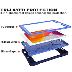 Acheter Coque en TPU + Silicone avec béquille pivotante à 360 ° et sangle bleu pour votre Apple iPad 10.2 (2019)