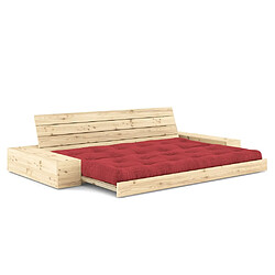 Avis Inside 75 Canapé lit futon BASE rouge couchage 130cm dossiers et accoudoirs coffres