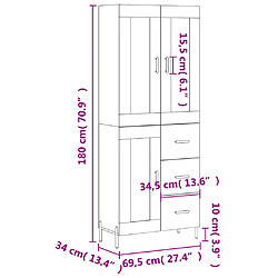 vidaXL Buffet haut Blanc 69,5x34x180 cm Bois d'ingénierie pas cher