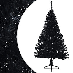 vidaXL Demi sapin de Noël artificiel avec support Noir 120 cm PVC