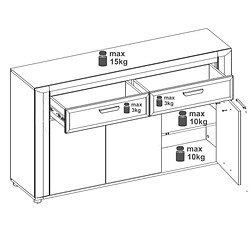 Avis Dansmamaison Buffet 3 portes 2 tiroirs Blanc/Bois clair - ABOKI