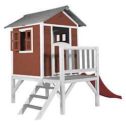 AXI Maison Enfant Beach Lodge XL en Rouge avec Toboggan Rouge | Maison de Jeux en Bois FFC pour Les Enfants | Maisonnette / Cabane en Bois