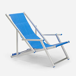 Beach And Garden Design Chaise longue de plage avec accoudoirs rabattables en aluminium Riccione Gold Lux | Bleu pas cher