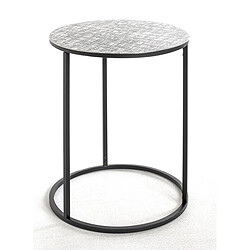 pegane Table d'Appoint Ronde Métal Noir Aluminium