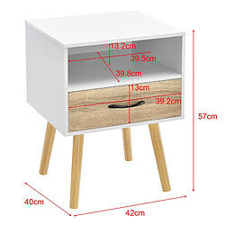 Helloshop26 Table de chevet de nuit commode à tiroir meuble ba avec rangement 57 cm blanc 03_0006228