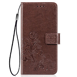 Wewoo Housse Coque Étui en cuir à Motif fleurs pressées Lucky Clover pour ASUS ZB633KLavec support & emplacements de cartes & Portefeuille et dragonne Marron