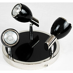 Corep Plafonnier rond noir chrome 3 spots orientables Applique plafond halogene GU10 42 W