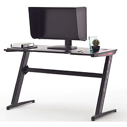 Pegane Bureau d'ordinateur / table de jeu aspect carbone en métal + LED - Longueur 120 x Hauteur 73 x Profondeur 60 cm