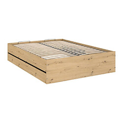 Avis Vente-Unique Lit coffre 140 x 190 cm - Coloris : Naturel et noir + Matelas - LUDARO