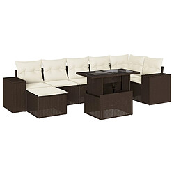 vidaXL Salon de jardin 8 pcs avec coussins marron résine tressée