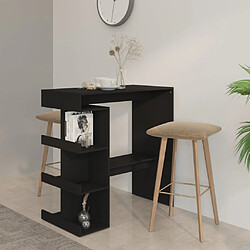 vidaXL Table de bar avec étagère de rangement Noir Bois d'ingénierie