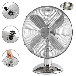 Ventilateur de table, Silencieux Rétro, Ø 25cm, 3 Vitesses Oscillant, Métallique, 30, Argent, Proficare, VL 3062 M