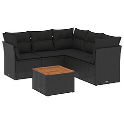 Maison Chic Ensemble Tables et chaises d'extérieur 6pcs avec coussins,Salon de jardin noir résine tressée -GKD240026