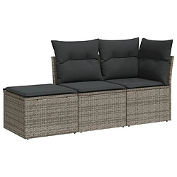 Maison Chic Salon de jardin avec coussins 3 pcs | Ensemble de Table et chaises | Mobilier d'Extérieur gris résine tressée -GKD23221