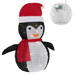 Ecd Germany Pingouin de Noël LED décoration avec bonnet écharpe 68cm figurine d'hiver jardin pas cher