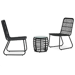 Maison Chic Table de bistro et chaises d'extérieur 3 pcs,Ensemble de bistro de jardin pour relax Résine tressée Noir -GKD978389