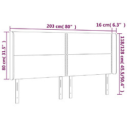 Acheter vidaXL Tête de lit avec oreilles Gris foncé 203x16x118/128 cm Velours