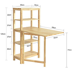 Avis SoBuy FWT70-N Table de Salle à Manger Pliante avec étagère en Bois d'hévéa Table de Cuisine Table de Bureau Table en Bois