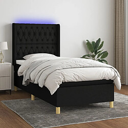 vidaXL Sommier à lattes de lit matelas et LED Noir 90x190 cm Tissu