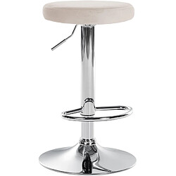 Decoshop26 Tabouret de bar x1 design simple hauteur réglable revêtement en velours crème pieds en métal aspect chromé 10_0005347