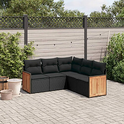 Maison Chic Ensemble de 5 Tables et chaises d'extérieur avec coussins,Salon de jardin noir résine tressée -GKD895843