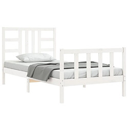 Acheter Maison Chic Lit adulte - Cadre Structure de lit avec tête de lit Contemporain blanc 90x200 cm bois massif -MN39387