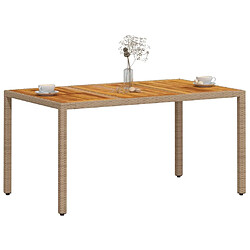 Avis vidaXL Table de jardin beige 150x90x75 cm résine tressée bois d'acacia