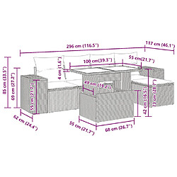 vidaXL Salon de jardin avec coussins 6 pcs marron résine tressée pas cher