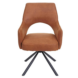 Avis Decoshop26 Chaise de salle à manger fauteuil rotatif en tissu aspect daim marron 04_0006333