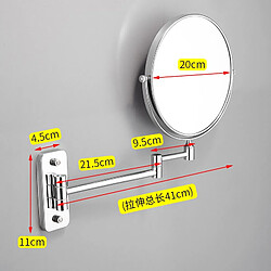 Universal Miroir de salle de bains en acier inoxydable 2 bras étendus miroir de maquillage du visage monté sur la paroi miroir réglable agrandissement 8 pouces | pas cher