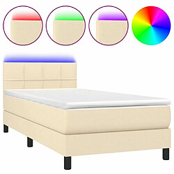 Sommier à lattes LED,Cadre à lattes de lit avec matelas pour Adulte Crème 90x190 cm Tissu -MN29049