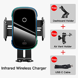 Universal Chargeur de voiture sans fil noir pour 11 chargeur sans fil électrique léger 2 en 1 15W téléphone de voiture Hewei Samsung Xiaomi | Chargeur sans fil