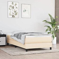 Maison Chic Structures de lit + matelas,Lit à sommier tapissier et matelas pour Chambre Crème 90x190 cm Tissu -MN13098