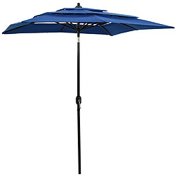 vidaXL Parasol de jardin à 3 niveaux avec mât en aluminium bleu azuré