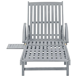 Maison Chic Chaise longue | Transat Bain de soleil de jardin Gris Bois d'acacia solide -GKD15871