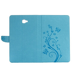 Wewoo Housse Étui bleu pour Samsung Galaxy Tab A 10.1 fleurs pressées motif papillon flip horizontal en cuir PU avec boucle magnétique et titulaire fentes cartes porte-monnaie pas cher