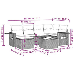 Acheter vidaXL Salon de jardin avec coussins 7 pcs gris clair résine tressée