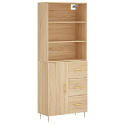 vidaXL Buffet haut Chêne sonoma 69,5x34x180 cm Bois d'ingénierie