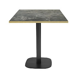 Restootab Table 70x70cm - modèle Round pierre métallisée chants laiton 