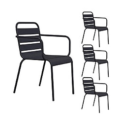 Mes Ensemble table de jardin + 6 fauteuils en métal gris - BACA pas cher