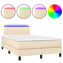 vidaXL Sommier à lattes de lit avec matelas LED Crème 120x200 cm Tissu