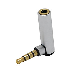 3,5 Mm Mâle à Femelle 90 Degrés Adaptateur à Angle Droit Prise De Microphone Audio Argent