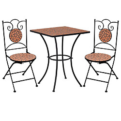 vidaXL Ensemble de bistro 3 pcs mosaïque Carreau céramique Terre cuite