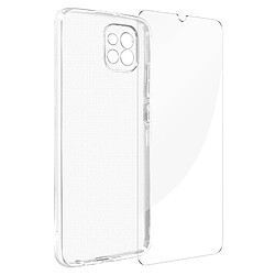 Avizar Coque Samsung Galaxy A03 Silicone Souple Film Verre Trempé 9H transparent