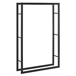 Helloshop26 Range-bûches pour usage intérieur extérieur porte-bûches design support rangement bois de chauffage en acier 100 x 25 x 150 cm noir 03_0006297