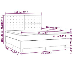 vidaXL Sommier à lattes de lit avec matelas Taupe 160x200 cm Tissu pas cher