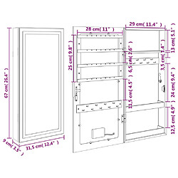 vidaXL Armoire à bijoux avec miroir et éclairage LED mural blanc pas cher