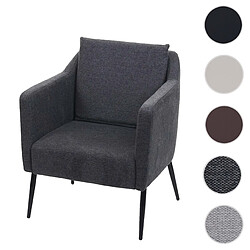 Mendler Fauteuil de salon HWC-H93a, Fauteuil Fauteuil cocktail Fauteuil relax ~ Tissu/Textile gris foncé