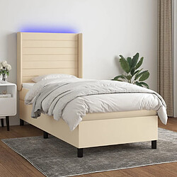 vidaXL Sommier à lattes de lit matelas et LED Crème 80x200cm Tissu