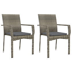 Acheter Salle à manger de jardin 3 pcs,Table et chaise à dîner avec coussins Gris -MN61050